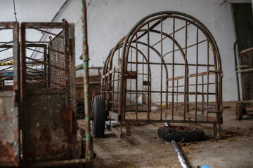 Old Ruined Abandoned Agricultural Farming and Animal Research Laboratory with Equipment