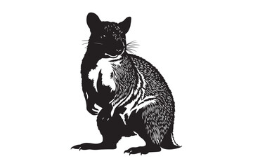 Black and white illustration of a standing hand drawing animal
