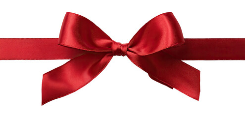 Red satin ribbon bow on a ribbon (2)