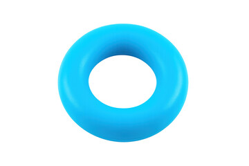 Bright blue inflatable ring floating on transparent background