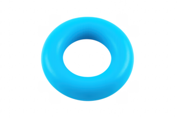 Bright blue inflatable ring floating on transparent background