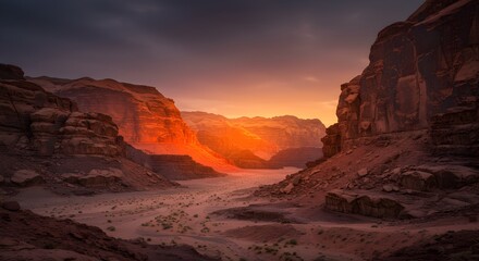 Orange canyon landscape creates arid, dramatic backdrop. Ideal for posters, travel, branding, and cinematic use.