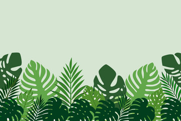 monstera green floral background