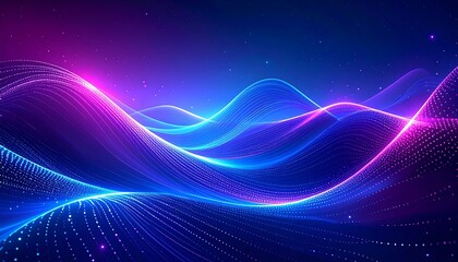 Abstract digital wave patterns in vibrant neon colors