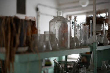 Old Ruined Abandoned Agricultural Farming and Animal Research Laboratory with Equipment