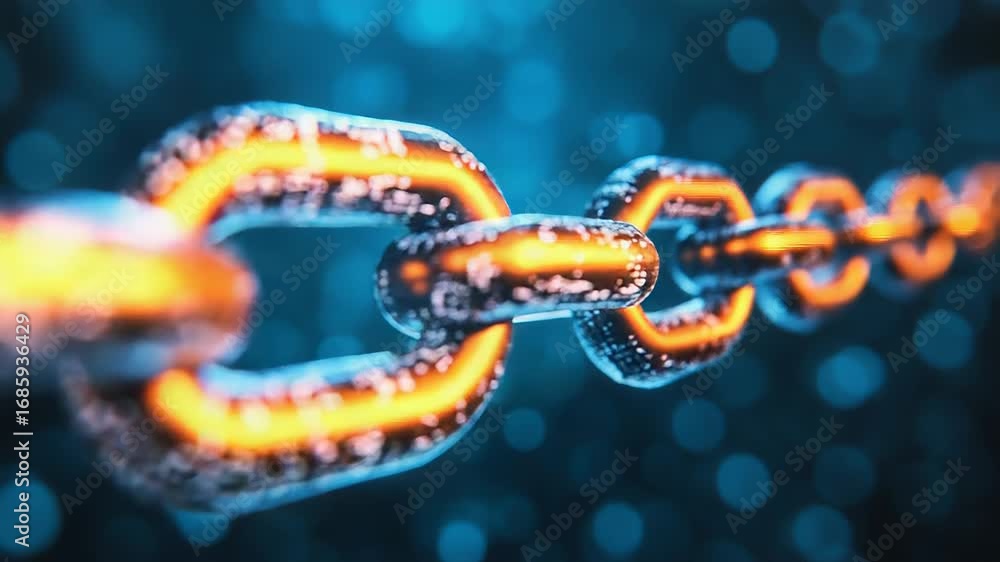 Poster blockchain technology connecting digital links with data security