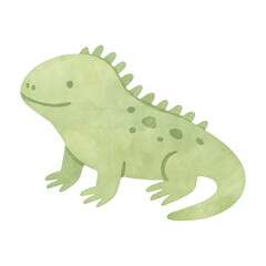 Fototapeta premium PNG Cute watercolor iguana illustration.