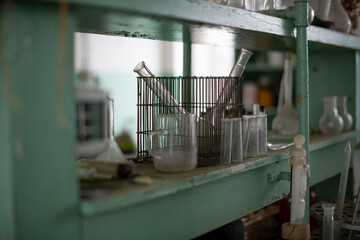 Old Ruined Abandoned Agricultural Farming and Animal Research Laboratory with Equipment