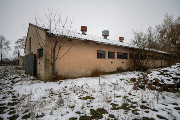 Old Ruined Abandoned Agricultural Farming and Animal Research Laboratory with Equipment