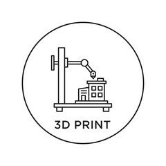 Obraz premium 3D printer creating a building model in a minimalist style 