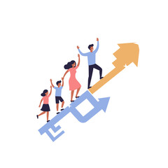 Vector Illustration: Happy Family Achieving Growth and Future Success Together