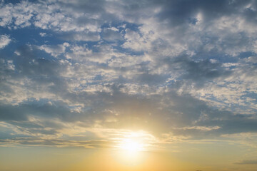 Beautiful sunset sky with amazing colorful clouds