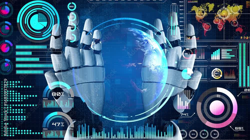Aufkleber ai-powered global network interface enabling real-time data interaction, virtual assistant support, 
