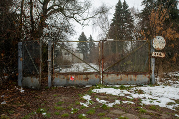Old Ruined Abandoned Agricultural Farming and Animal Research Laboratory with Equipment