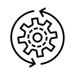 Gear wheel with arrows outline icon. Technology development, technical support, update and install concept vector illustration. Settings symbol