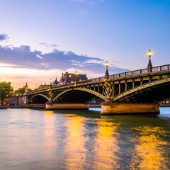 Parisian bridge at sunset (1)