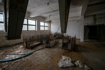 Old Ruined Abandoned Agricultural Farming and Animal Research Laboratory with Equipment