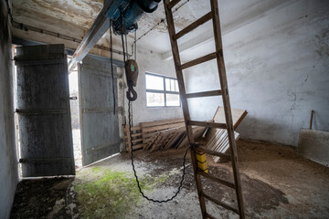 Old Ruined Abandoned Agricultural Farming and Animal Research Laboratory with Equipment