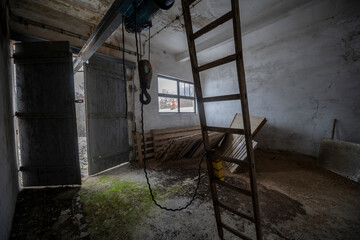 Old Ruined Abandoned Agricultural Farming and Animal Research Laboratory with Equipment