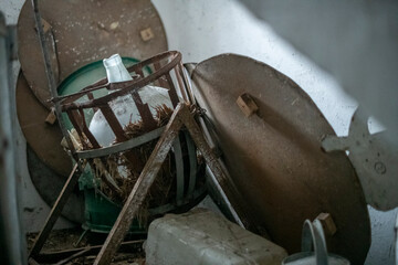 Old Ruined Abandoned Agricultural Farming and Animal Research Laboratory with Equipment