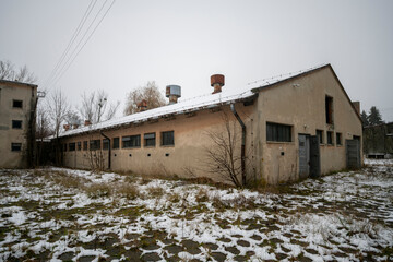 Old Ruined Abandoned Agricultural Farming and Animal Research Laboratory with Equipment