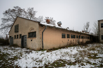 Old Ruined Abandoned Agricultural Farming and Animal Research Laboratory with Equipment