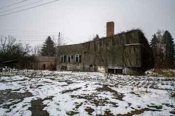 Old Ruined Abandoned Agricultural Farming and Animal Research Laboratory with Equipment