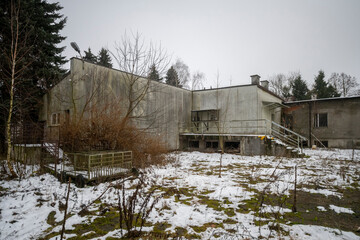 Old Ruined Abandoned Agricultural Farming and Animal Research Laboratory with Equipment