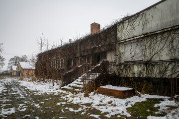 Old Ruined Abandoned Agricultural Farming and Animal Research Laboratory with Equipment