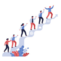 Fototapeta premium Driving Business Growth: Diverse Team Vector Illustration Progressing Towards Shared Success and Corporate Goals