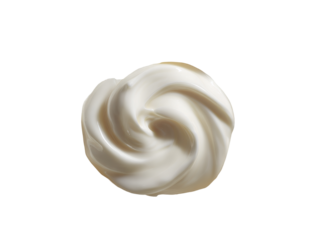 Creamy, off-white substance in a circular, swirled pattern against a black background.  The texture appears smooth and thick.  A subtle highlight suggests light reflection