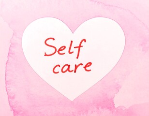 Heart-shaped text on a pink watercolor background