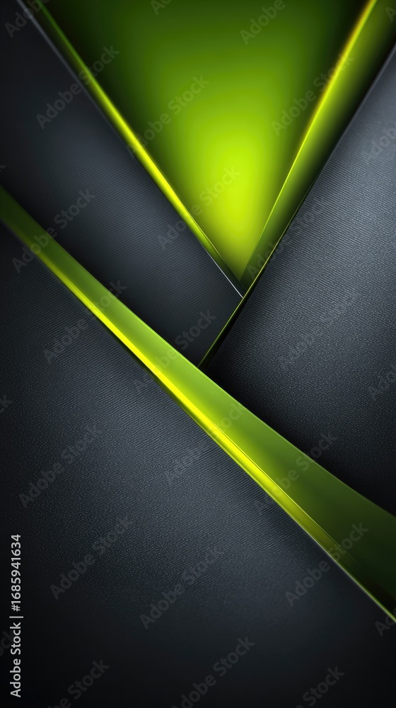Poster a striking design featuring intersecting dark gray and vibrant lime green planes, creating a bold an