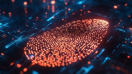 Glowing fingerprint scanning on futuristic circuit board for biometric security - Powered by Adobe