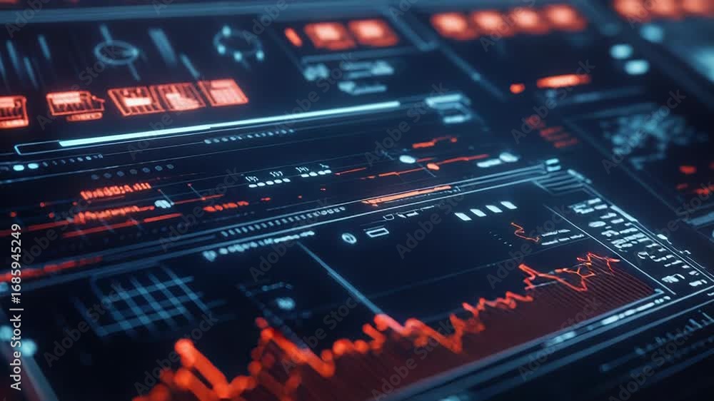 Aufkleber futuristic interface displaying real time financial data analysis and trends