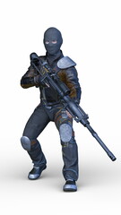 覆面をした兵士　3DCGレンダリング
