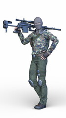 覆面をした兵士　3DCGレンダリング
