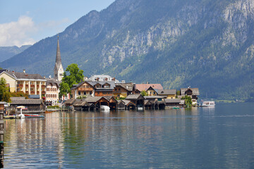 Naklejka premium View of the traditional town of Hallstat, Austria
