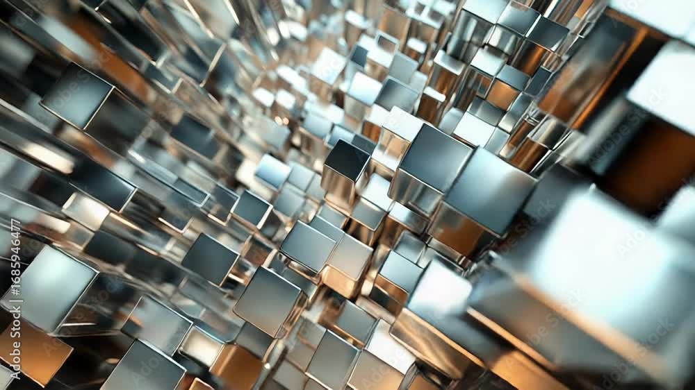 Aufkleber abstract metallic cubes creating modern background design
