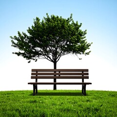 Fototapeta premium Park bench beneath a tree