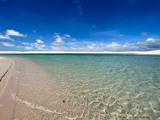 Obraz premium Brazil, Barreirinhas- 2023, May: lagoon and sand dunes in lençóis maranhenses