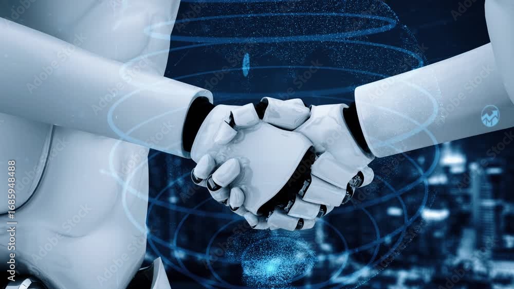 Poster future financial technology controll by ai robot huminoid uses machine learning and artificial intel