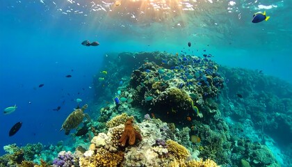 Fototapeta premium Vibrant coral reef teeming with fish (3)