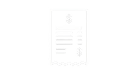 A detailed illustration of a receipt, capturing the essence of financial transactions and recordkeeping isolated on transparent background perfect for business and accounting projects