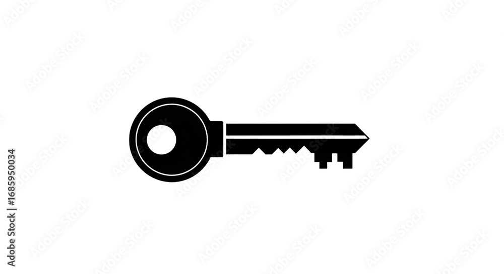Aufkleber illustration of a black key isolated on transparent background symbol of access, security, and unloc