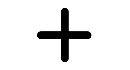 Obraz premium A black plus sign isolated on transparent background, representing addition, increase, or a positive value, with rounded edges and a clean, simple design