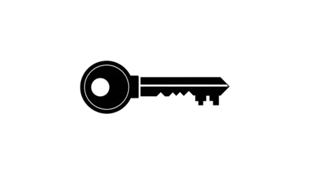 Illustration of a black key isolated on transparent background symbol of access, security, and unlocking potential simple design for various applications, representing solutions and opportunities