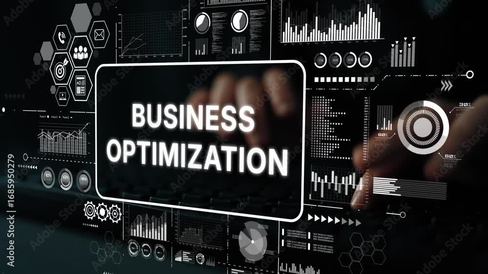 Poster modern business optimization techniques with data analytics and digital graphs for enhanced performa