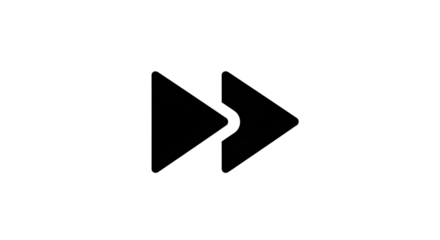 Fast forward icon in black, a simple and modern design element for media player controls or navigation, isolated on transparent background