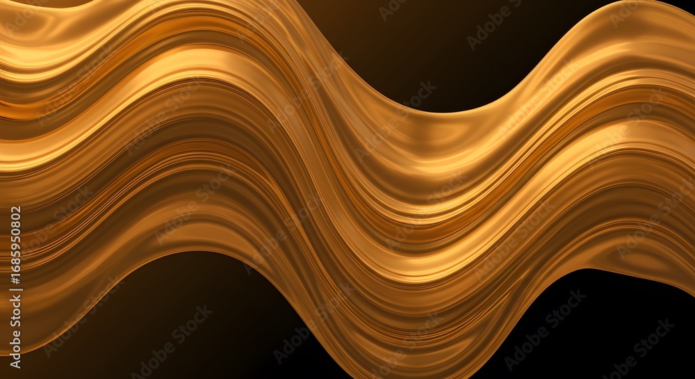 Poster abstract flowing golden lines create a sense of movement and elegance on a dark contrasting backgrou
